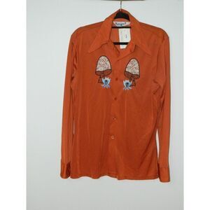 Barry Morell Shirt Vintage Orange Mushroom 70's  Collared Button-Up Unisex Shirt